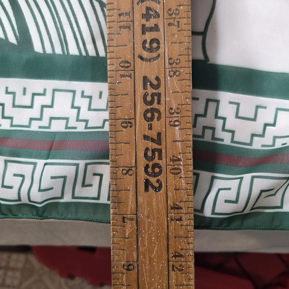 Oceanlass Cover Up Swim Wrap Skirt Green White Geometric Patterned Skirt Floral - Picture 10 of 11